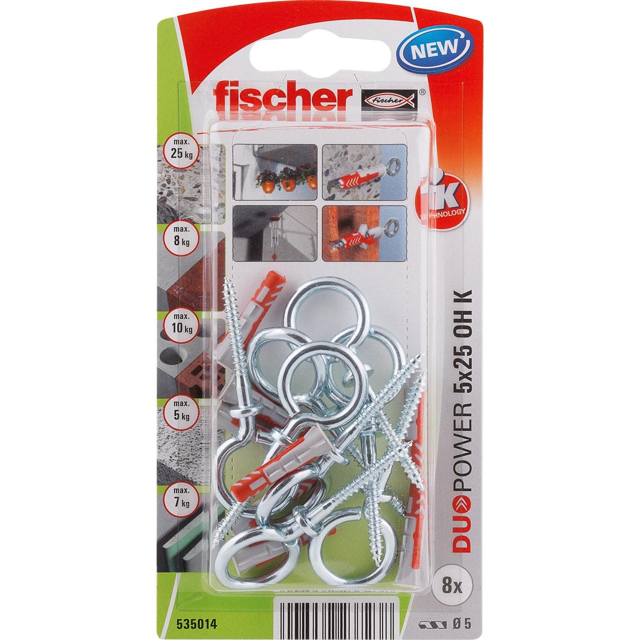Fischer, Dübel, SB Nylondübel Duopower mit Ösenhaken (8 Stk.)
