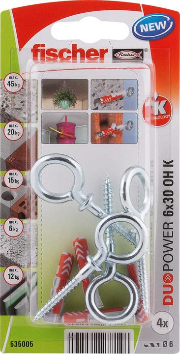 Produktbild Fischer SB Nylondübel Duopower mit Ösenhaken (4 Stk.)