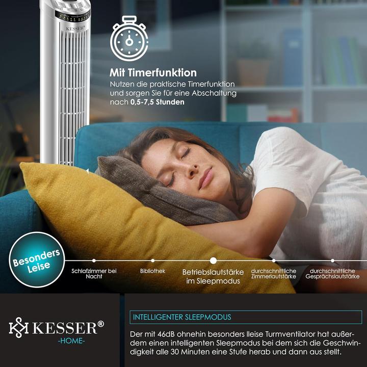 Immagine prodotto Kesser Turmventilator mit Fernbedienung und Timerfunktion (51.50 dB)