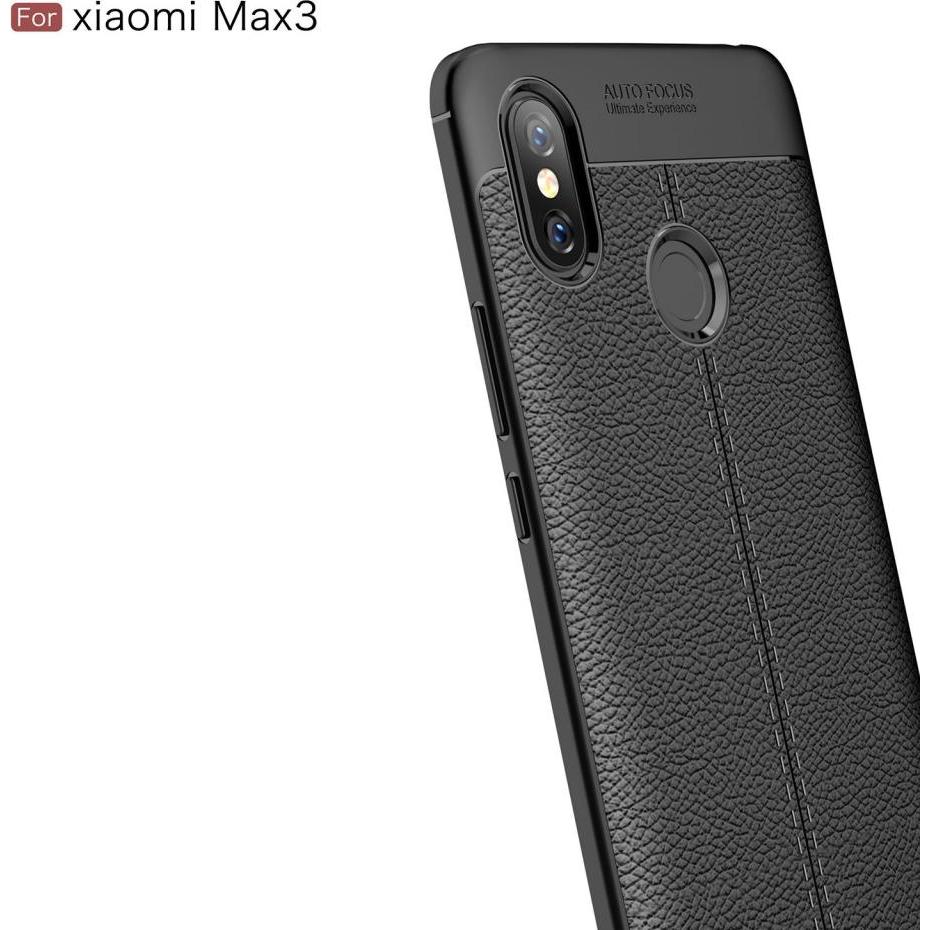 Thumbnail - Screenguard Xiaomi Mi Max 3 Hülle Leather Design TPU Cover (Xiaomi Mi Max 3), Smartphone Hülle, Schwarz