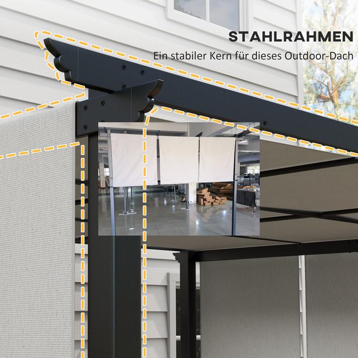 Immagine prodotto Outsunny Pergola Stahl, Polyester Hellgrau (357 cm, 296 cm)