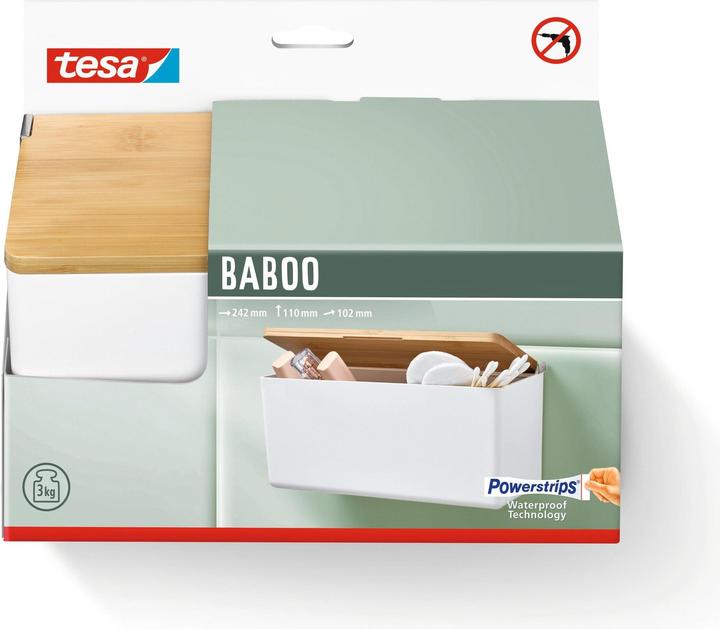 Produktbild tesa BABOO Aufbewahrungsbox mit Deckel, mittelgross inkl. Klebelösung ohne Bohren