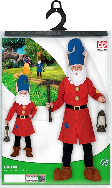 Produktbild Widmann Zwerg Kostüm: Oberteil, Gürtel, Mütze Mit Bart (128)