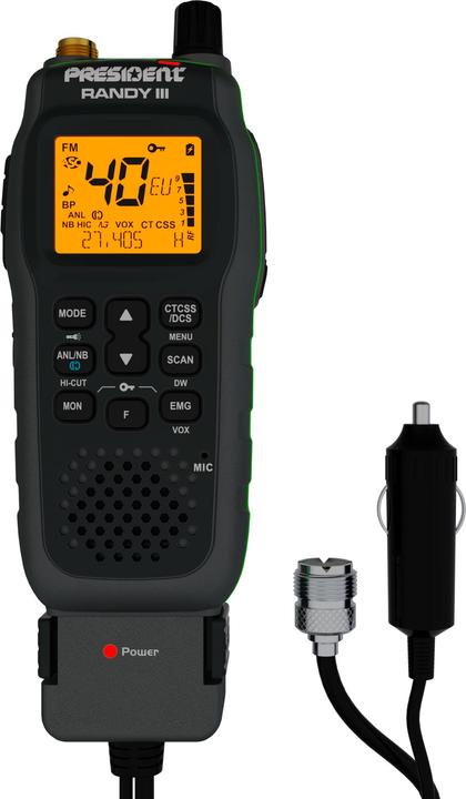 Actual product image PNI CB President RANDY III AM/FM radio package + ML70 CB antenna, length 70 cm, 26-30 MHz, 200 W