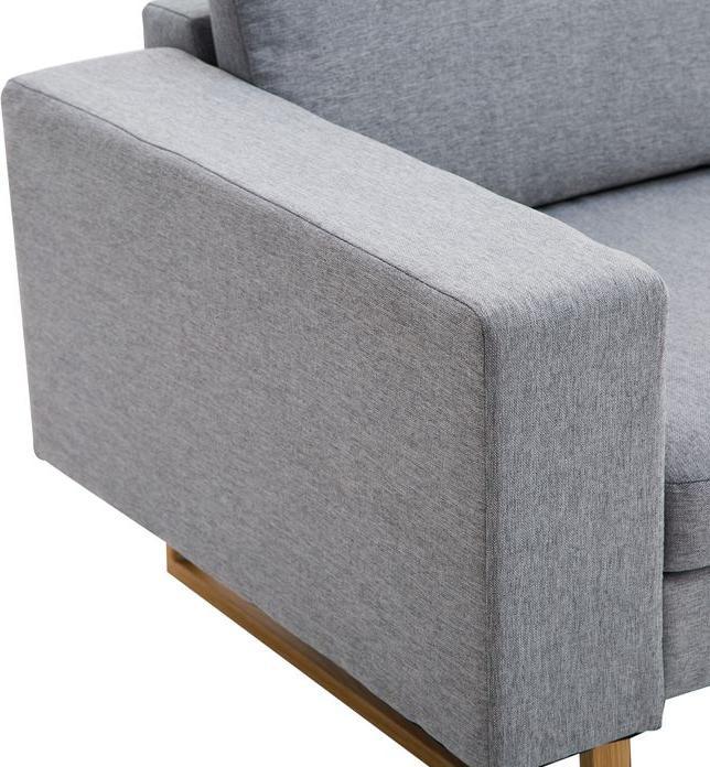 Image du produit Swisshandel24 Canapé 2 places Canapé d'angle Canapé en tissu Siège en bois gris clair (2 places)