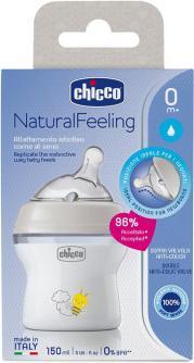 Image du produit Chicco biberon NATURAL FEELING PP tétine silicone débit lent UNI 0m+ (150 ml)