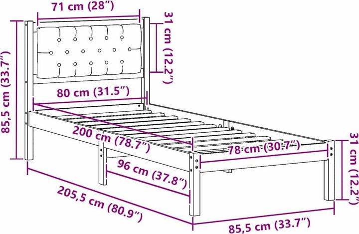 Produktbild vidaXL Bettgestell (80 x 200 cm)