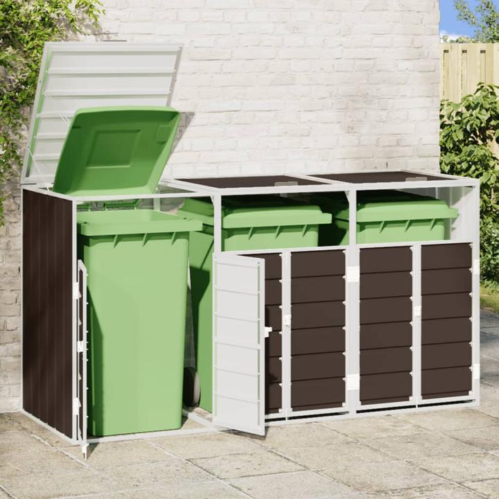 Image du produit vidaXL Abri pour poubelles 3 tonnes brun 216x81x115 cm acier