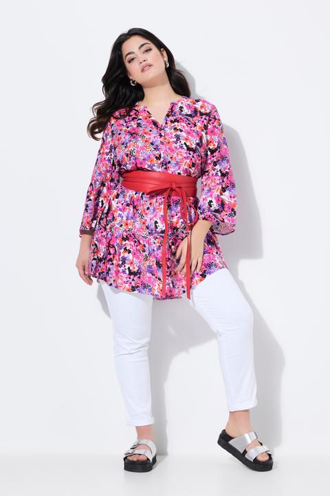 Image du produit Angel of Style Blouse-tunique avec col à patte de boutonnage, manches 3/4 et volants (50)