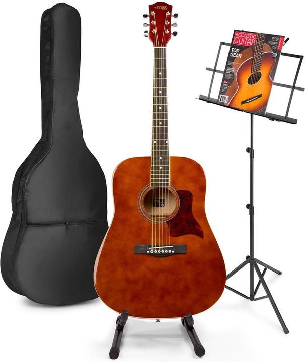 Max gitaar voor beginners - SoloJam Western gitaar - Incl. gitaar standaard, muziekstandaard, gitaar (Acoustic guitar, Maple, Lindehout)