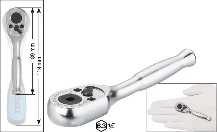 Produktbild HAZET Umschaltknarre ∙ Vollstahl ∙ für Bits 863MBIT ∙ Sechskant6,3 (1/4 Zoll) (1/4")