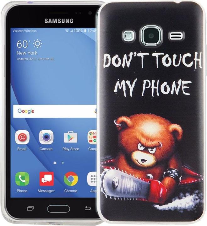 Produktbild König Design Handy Hülle für Samsung Galaxy J3 Bär Dont Touch Tasche Cover Motiv Slim (Samsung Galaxy J3 (2016))