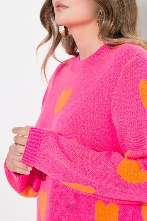 Produktbild Miamoda Pullover, bequeme Passform, Herzen, Stehkragen (50, 52)