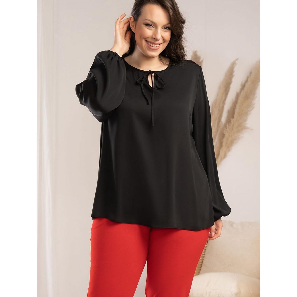 Karko, Damen, Bluse, Plus-Size Bluse, Schwarz, (46, 47, 48)