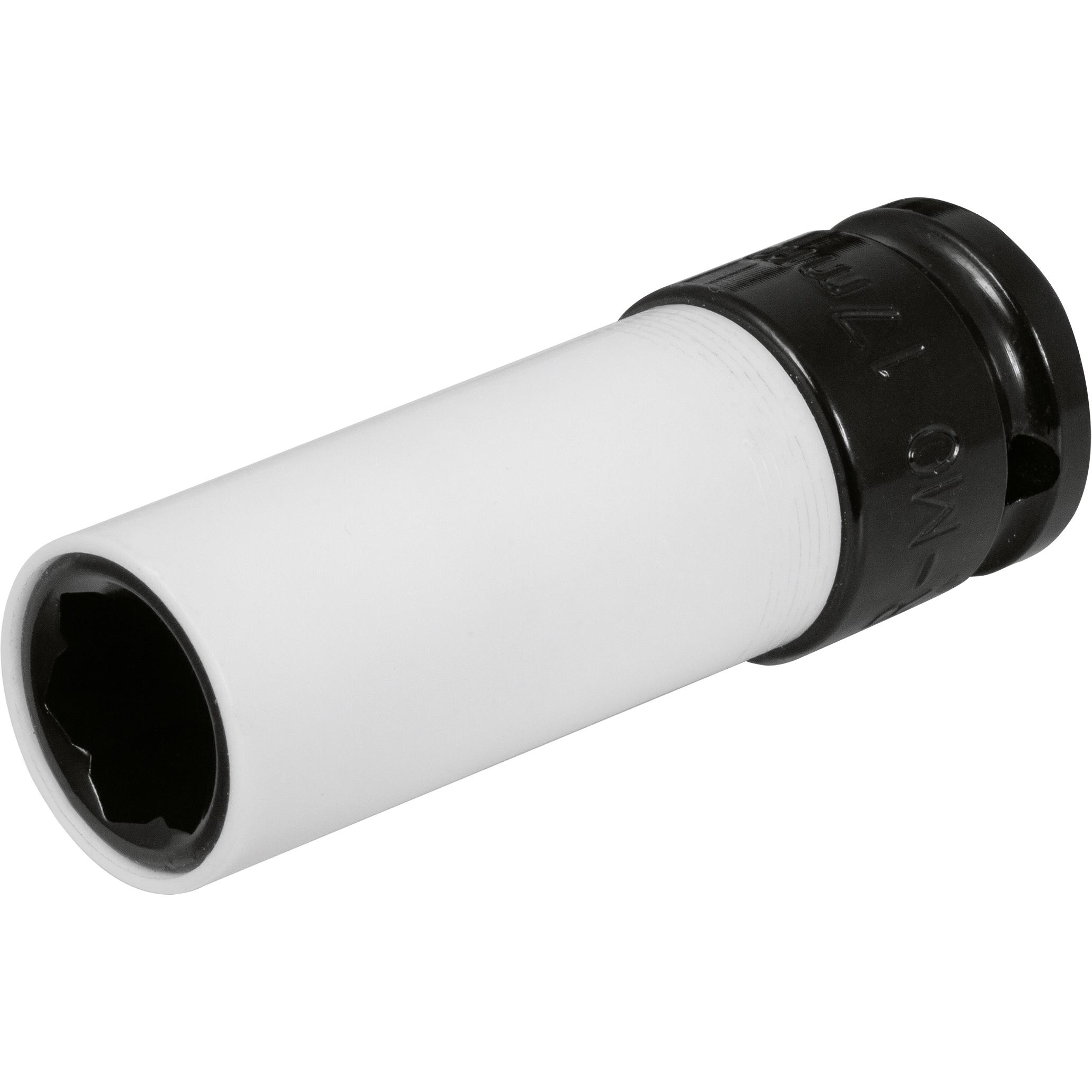 Kraftwerk, Steckschlüssel + Stecknuss, Tiefe Schlagnuss m.Plastikring für Mercedes (17 mm)
