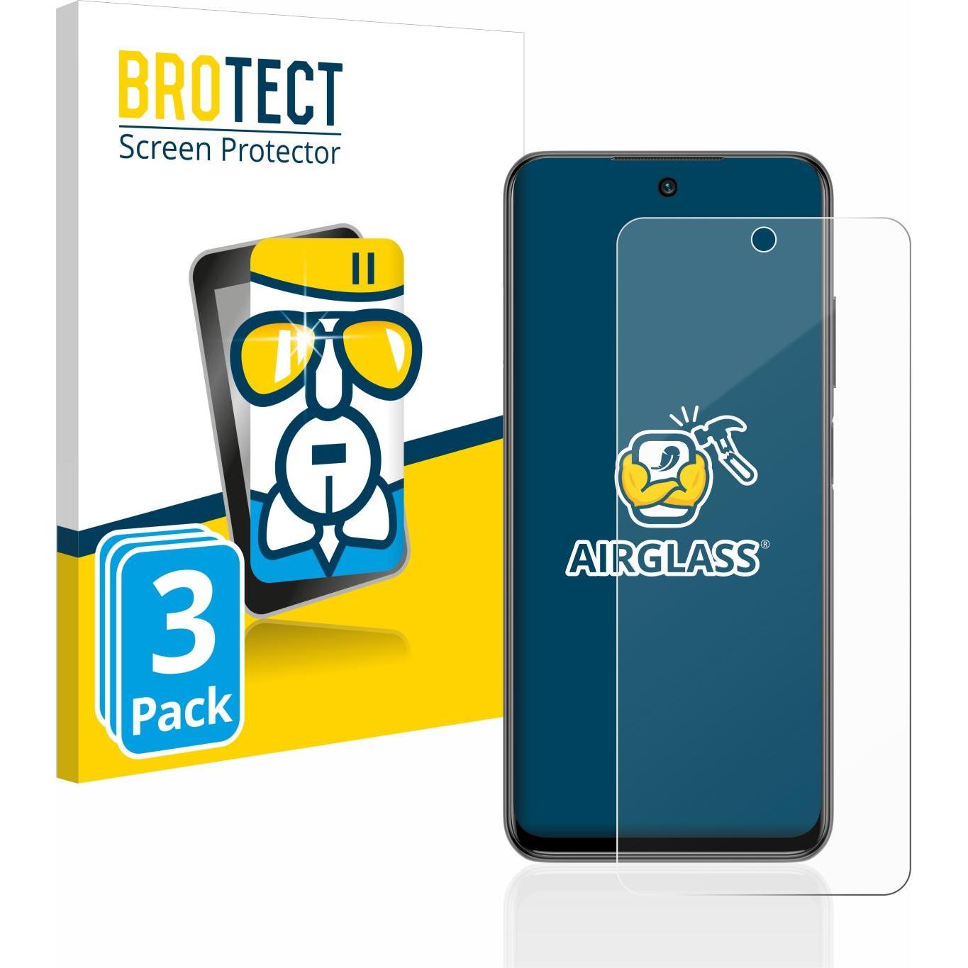 BROTECT AirGlass Panzerglasfolie (3 Stück, Xiaomi Redmi Note 10 5G), Smartphone Schutzfolie, Transparent