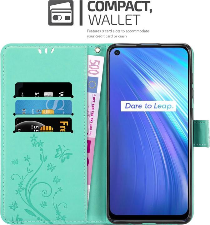 Produktbild Cadorabo Flower Book Hülle für Realme 6 4G / 6s (Apple iPhone 6s, Apple iPhone 6)