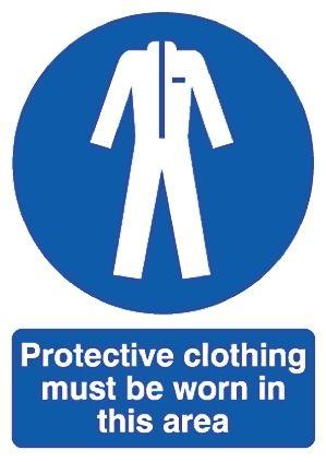 RS PRO Gebotszeichen "Protective Clothing Must Be Worn In This Area" mit Piktogramm: Schutzkleidung