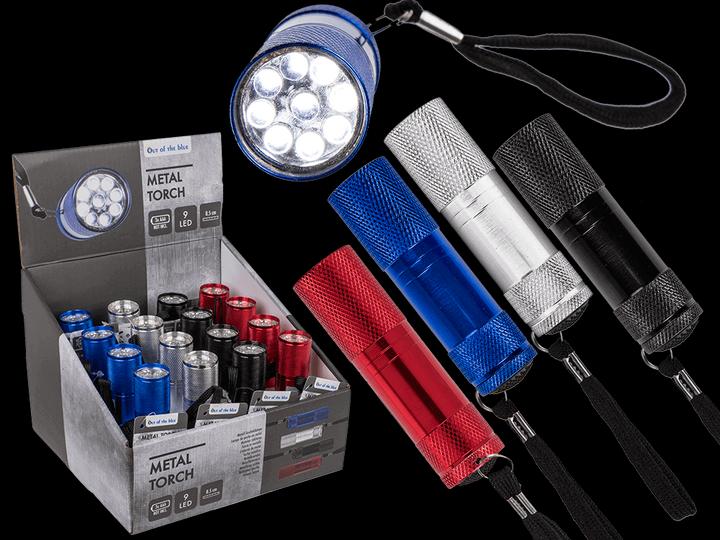 Out of the blue Lampe de poche 9 LED assortie