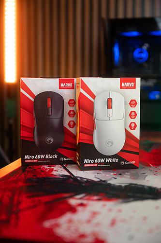 Produktbild Marvo NIRO 60 Maus weiss, 12000DPI, Tri-Mode (Kabelgebunden, Kabellos)