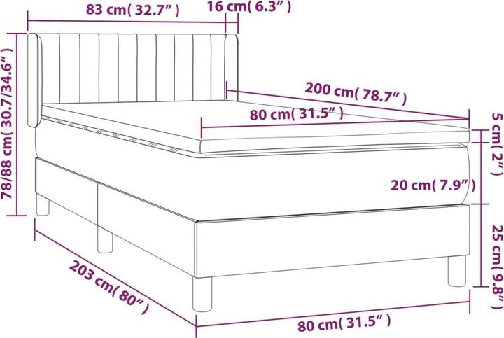 Image du produit vidaXL Boxspringbett (80 x 200 cm)