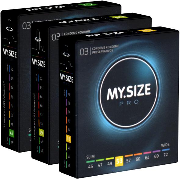 Produktbild My.Size PRO «Probierset S» (47mm, 49mm, 53mm) 3 x 3 Kondome zum Anprobieren und Austesten (9 Stk.)