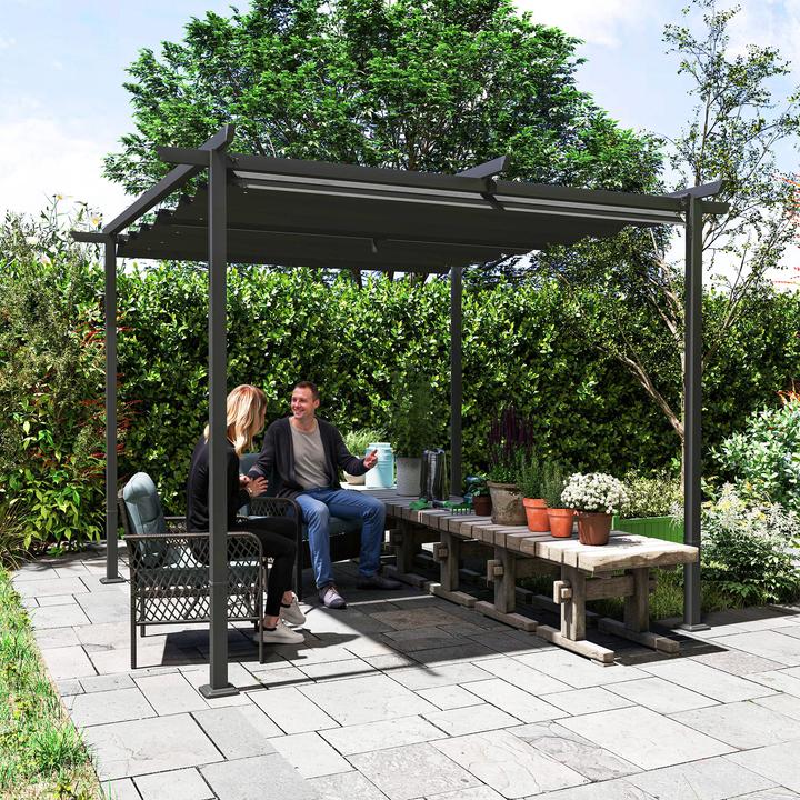 Immagine prodotto Outsunny Pergola Metall, Polyester Dunkelgrau (300 cm, 300 cm)