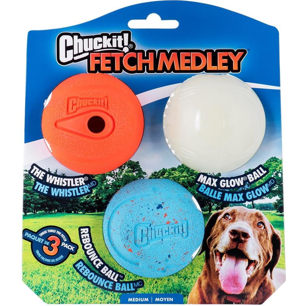 Chuckit Balle pour Chien Fetch Medley M pack de 3