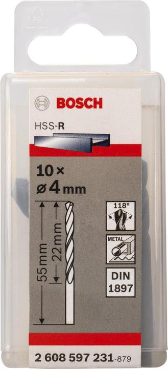 Actual product image Bosch Professional Zubehör Car body drill bit HSS-R, DIN 1897, 4 x 22 x 55 mm, pack of 10 (4 mm)