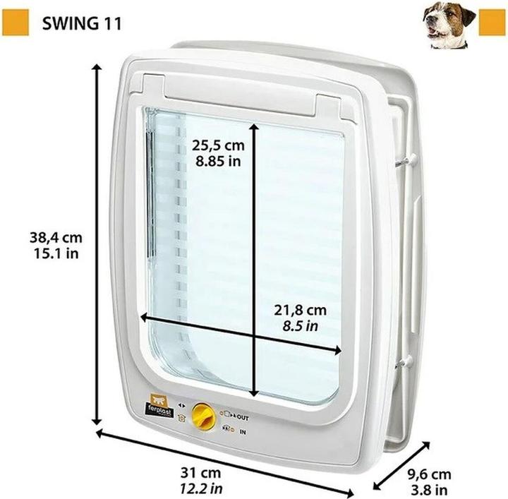 Productafbeelding Ferplast Swing 11 grijs - Hondenluik en kattenluik - 31 x 9 6 x 38 4 cm (Handmatig kattenluik)
