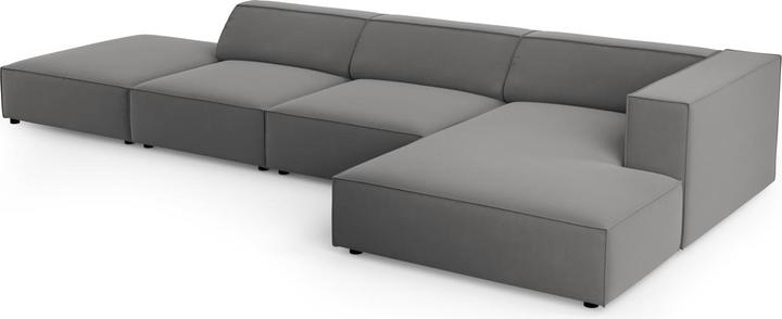 Actual product image Cosmopolitan Design Velvet Right Corner Sofa, "Arendal", 5 Seats, Warm grey, 341x166x70 Made in Europe (Corner sofa)