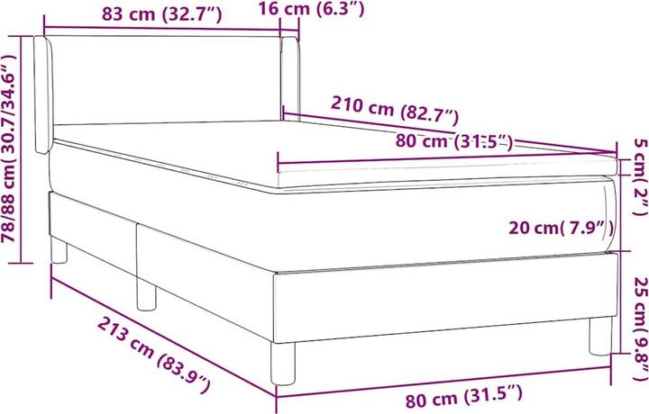 Produktbild vidaXL Boxspringbett (80 x 210 cm)