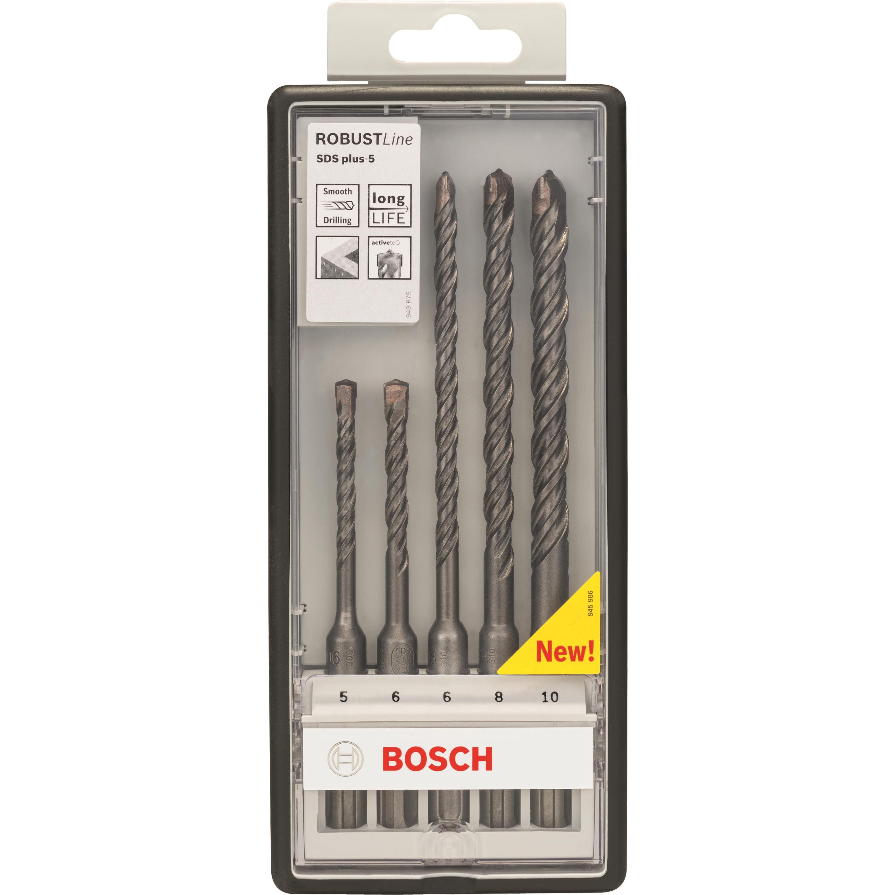 Thumbnail - Bosch Professional Zubehör, Bohrereinsatz, SDS plus-5 Hammerbohrer-Set, Robust Line, 5-tlg., 5–10 mm (5 mm, 6 mm, 8 mm, ...