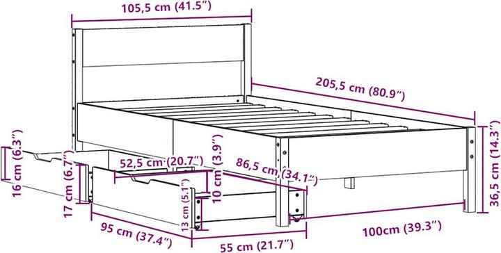 Image du produit vidaXL Bettgestell (100 x 200 cm)