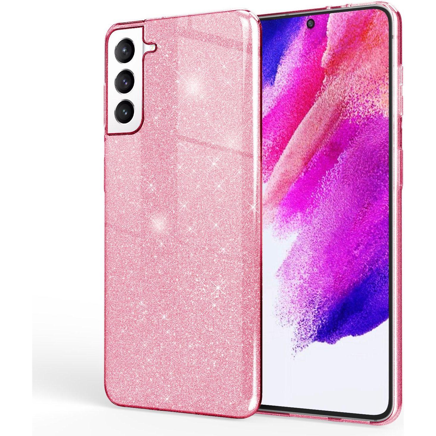 Nalia Glitzer Handyhülle (Samsung Galaxy S21 FE), Smartphone Hülle, Pink
