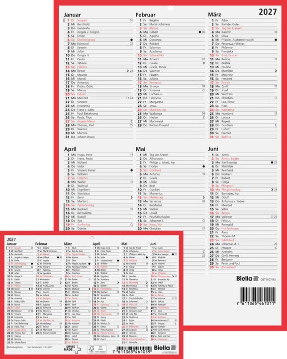 Nährwerte und Zutaten Biella Tafelkalender