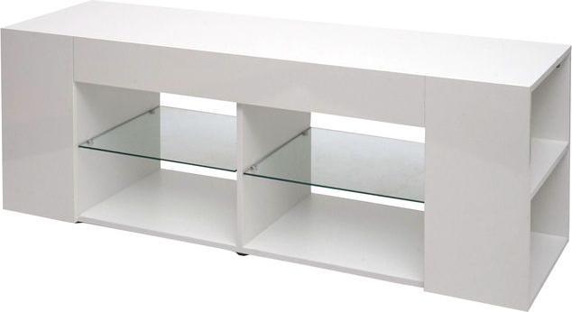 Actual product image Mendler TV rack HWC-L36, wood 50x144x40cm storage compartment, high-gloss white