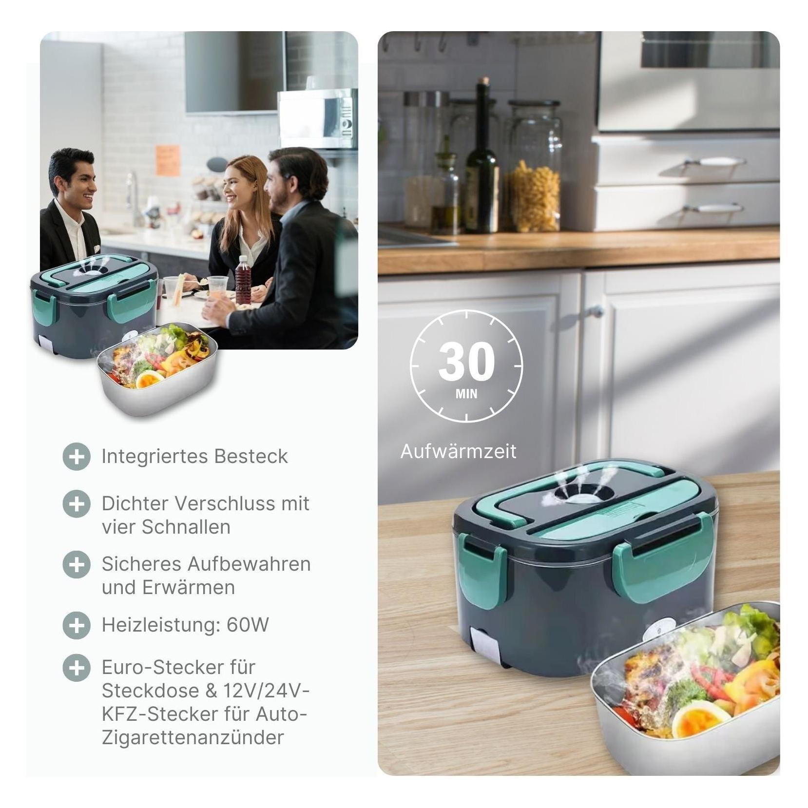 Ontesy - Contenitore per il pranzo per uomini e donne, a prova di perdite, riutilizzabile, termica, con tracolla regolabile, per ufficio, campeggio, escursionismo, picnic, spiaggia (nero solido