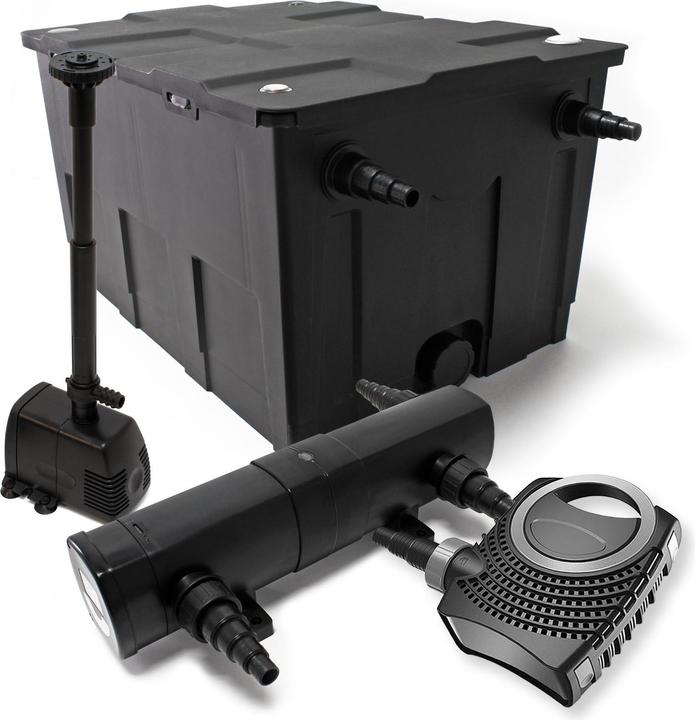 Wiltec Set: Teichfilter 60000l 24W UVC Klärer 80W Pumpe Springbrunnen 588