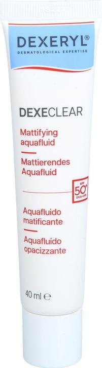 Actual product image Ducray Dexeryl Dexeclear Mattifying Aquafluid Spf50 40ml (Sun cream face, SPF 50+, 40 ml)