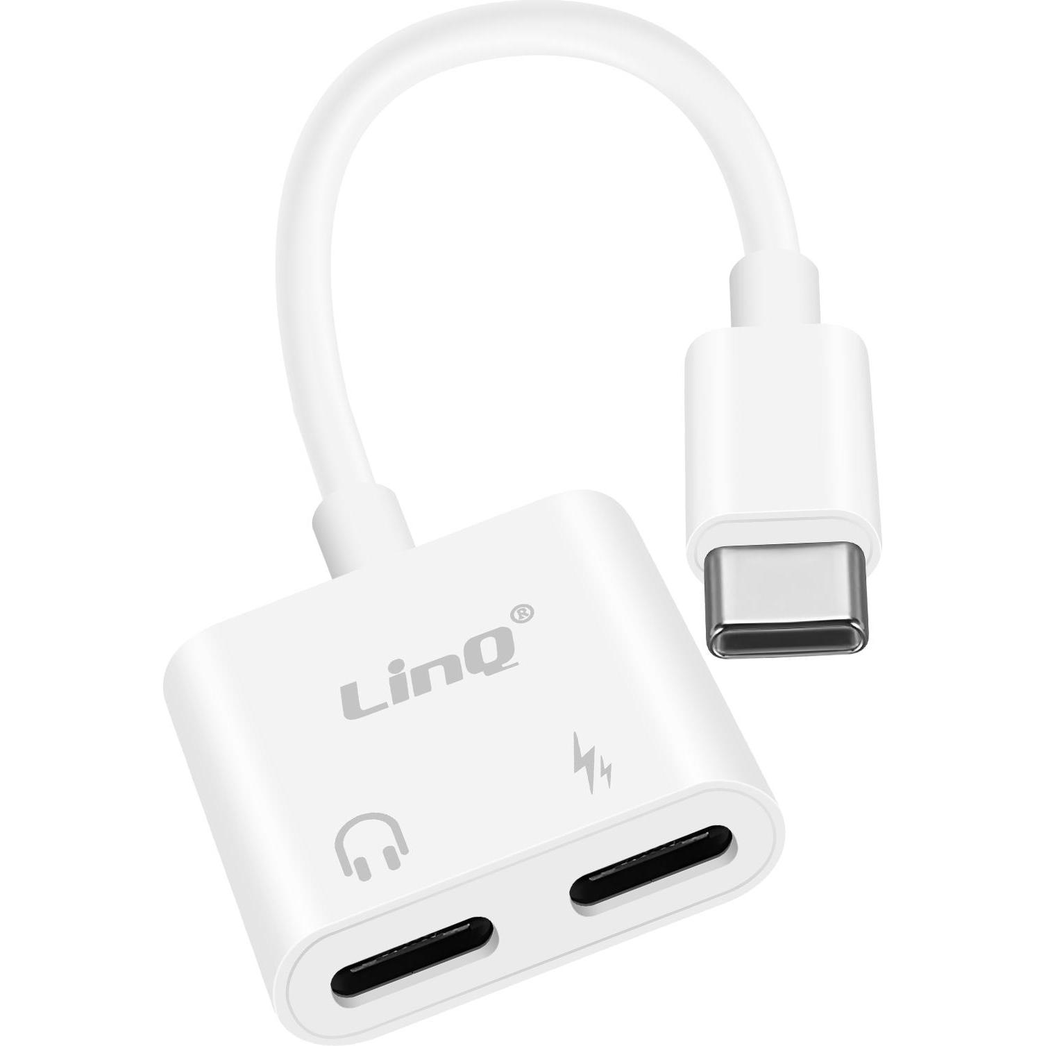 Thumbnail - LinQ MW7369 USB-C Lade- und Audioadapter (USB Typ C, USB Typ C), Mobilgerät Adapter, Weiss