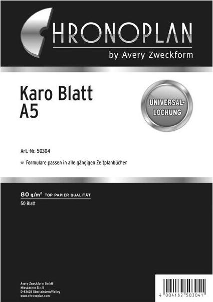 Produktbild Chronoplan Karo Blatt (A5)