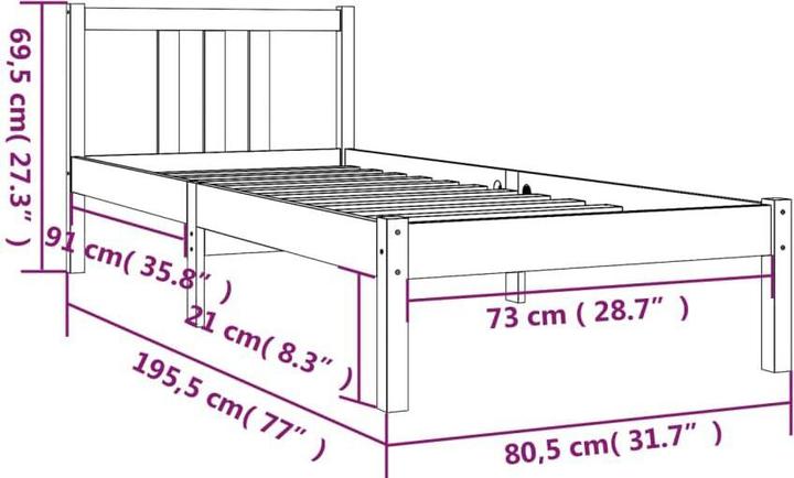 Image du produit vidaXL Bettrahmen (75 x 190 cm)