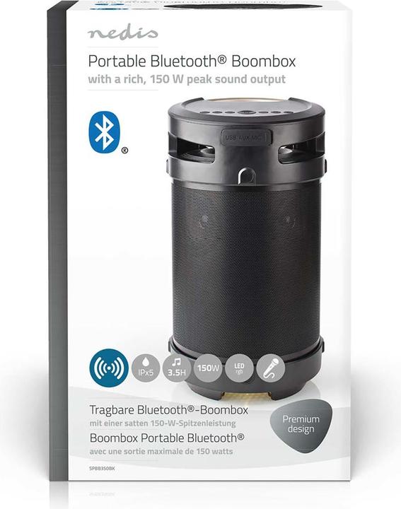 Produktbild Nedis SPBB-350 Bluetooth Party-Lautsprecher (3.50 h, Akkubetrieb)