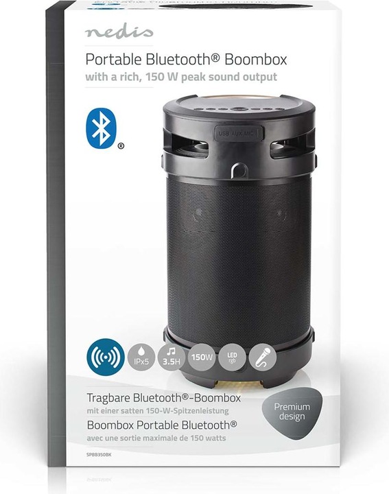 Actual product image Nedis SPBB-350 Bluetooth Party Speaker (3.50 h, Rechargeable battery operated)