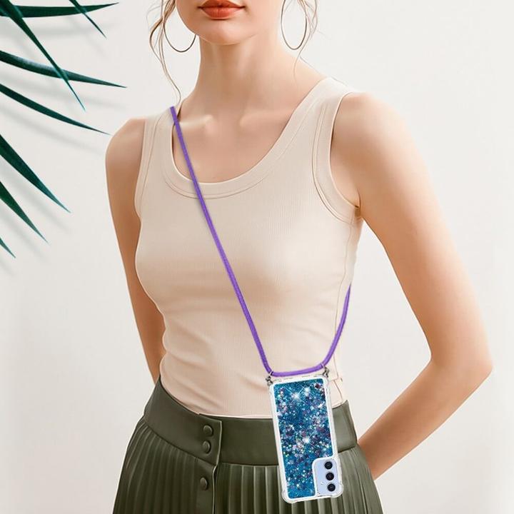 Immagine prodotto Cover-Discount Galaxy A15 - Cover glitterata con cordino blu (Samsung Galaxy A15)