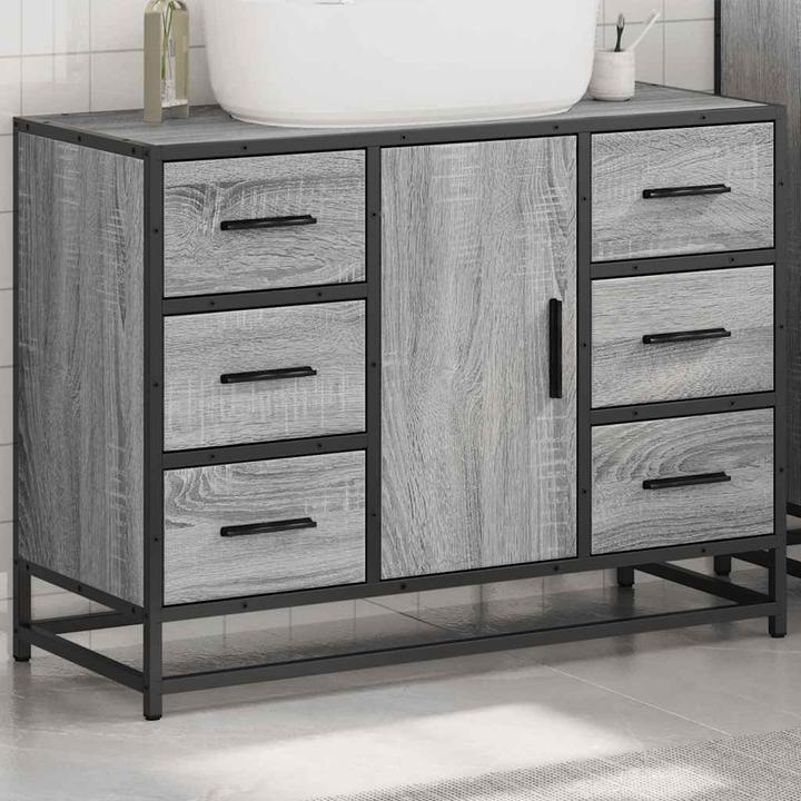 Produktbild vidaXL Waschbeckenunterschrank Grau Sonoma 80x33x60 cm Holzwerkstoff (80 x 33 x 60 cm)
