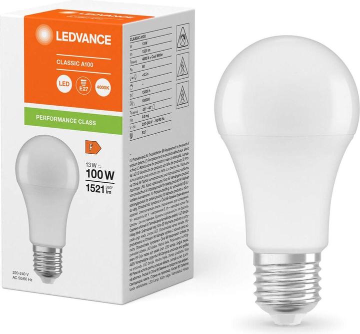 Produktbild Ledvance LED CLA100 13W (E27, 13 W, 1521 lm, 1 x, F)