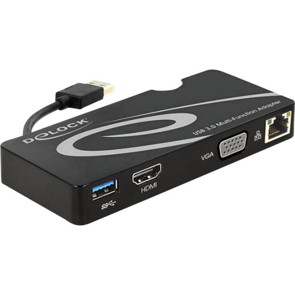 Delock USB 3.0 Docking (USB-A, 4 Ports), Dockingstation + USB Hub, Schwarz