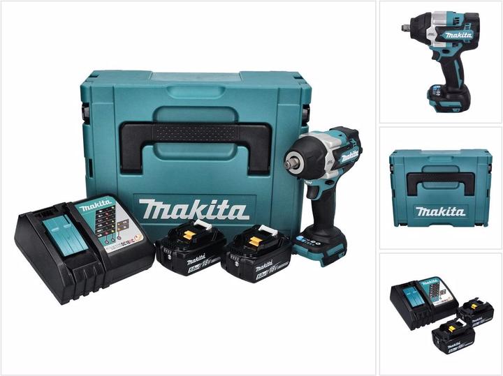 Actual product image Makita DTW 700 RTJ Battery impact wrench 18 V 700 Nm 1/2" XPT Brushless + 2x battery 5.0 Ah + charger (Rechargeable battery operated)